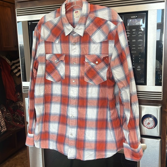 LEVIS CLASSIC WESTERN STANDARD FIT LS SHIRT PEARL SNAP COWBOY RODEO COTTON SZ XL - Picture 4 of 16